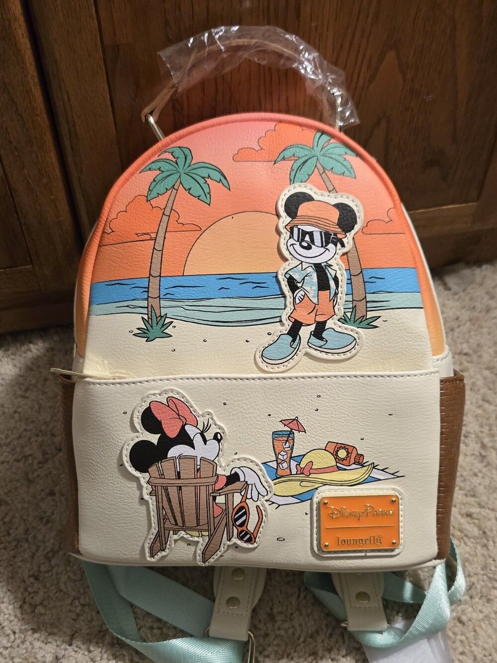 NWT Loungefly Disney Minnie & Mickey Beach Scene Backpack